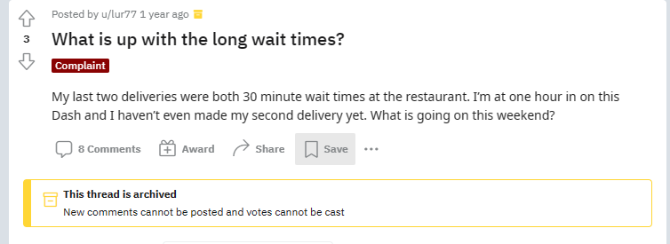 Complaints by drivers on how DoorDash delivery time keeps increasing