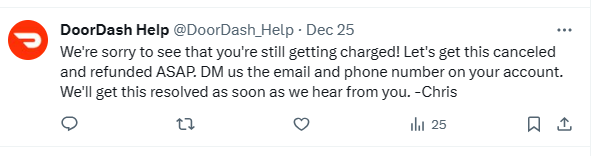 Doordash offering a refund for dashpass service