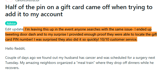 Woman who scratched off DoorDash gift card